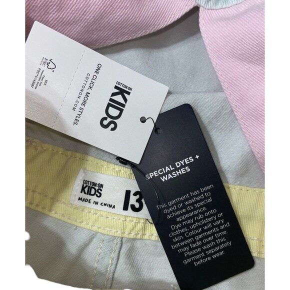 COTTON ON KIDS Girls 13-14 Ginnie Slouch Shortall Colorblock Pastel Denim $49.99 - Picture 13 of 15